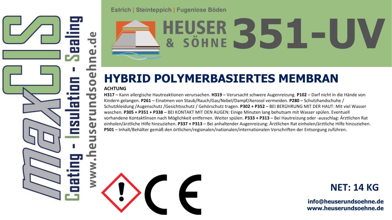 351-UV 1K Balkon- und Terrassenabdichtung. Füssigkunststoff für hochwertige Steinteppiche auf Beton, Estrich, Fliesen und Bitumen (14kg)