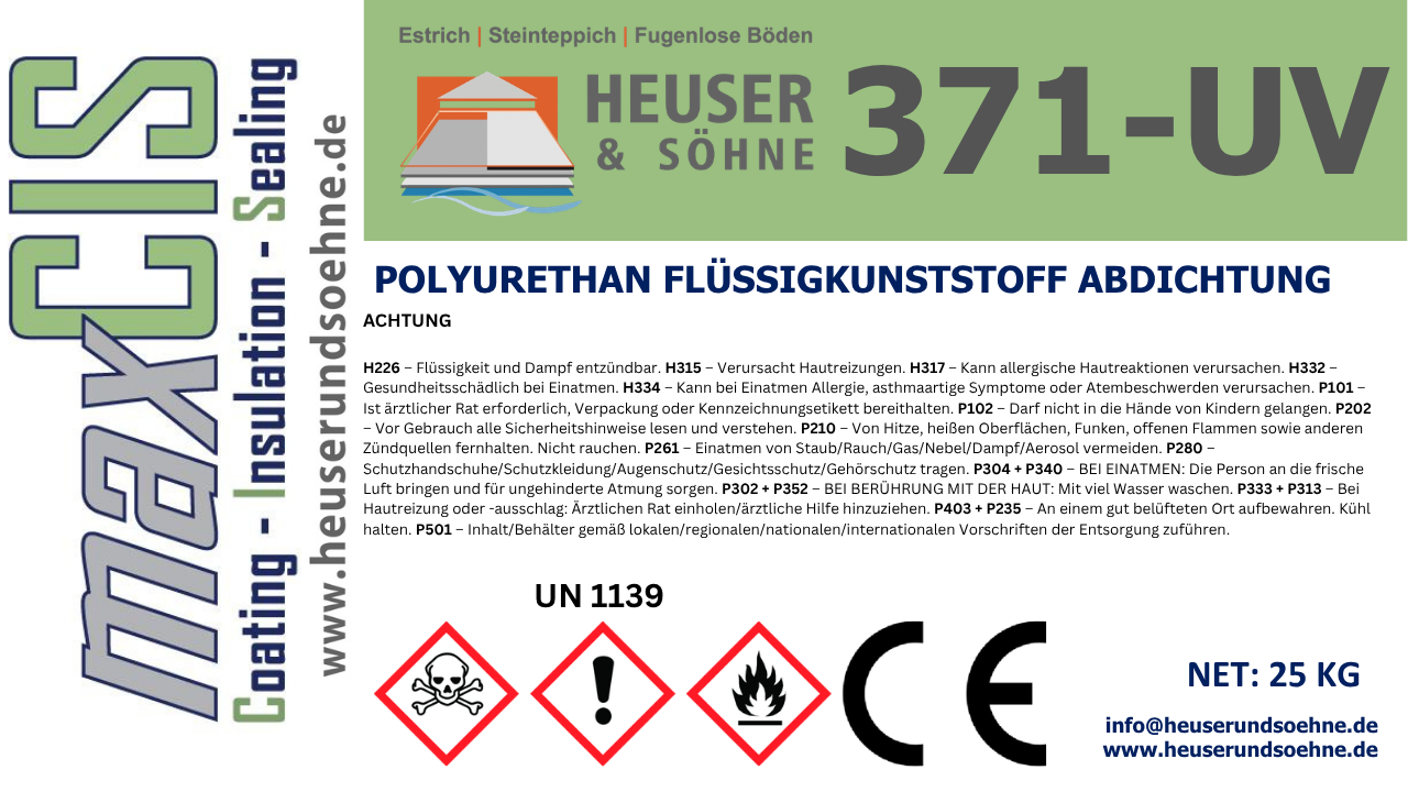 371-UV 1K Balkon- und Terrassenabdichtung. Füssigkunststoff für hochwertige Steinteppiche auf Beton, Estrich, Fliesen und Bitumen