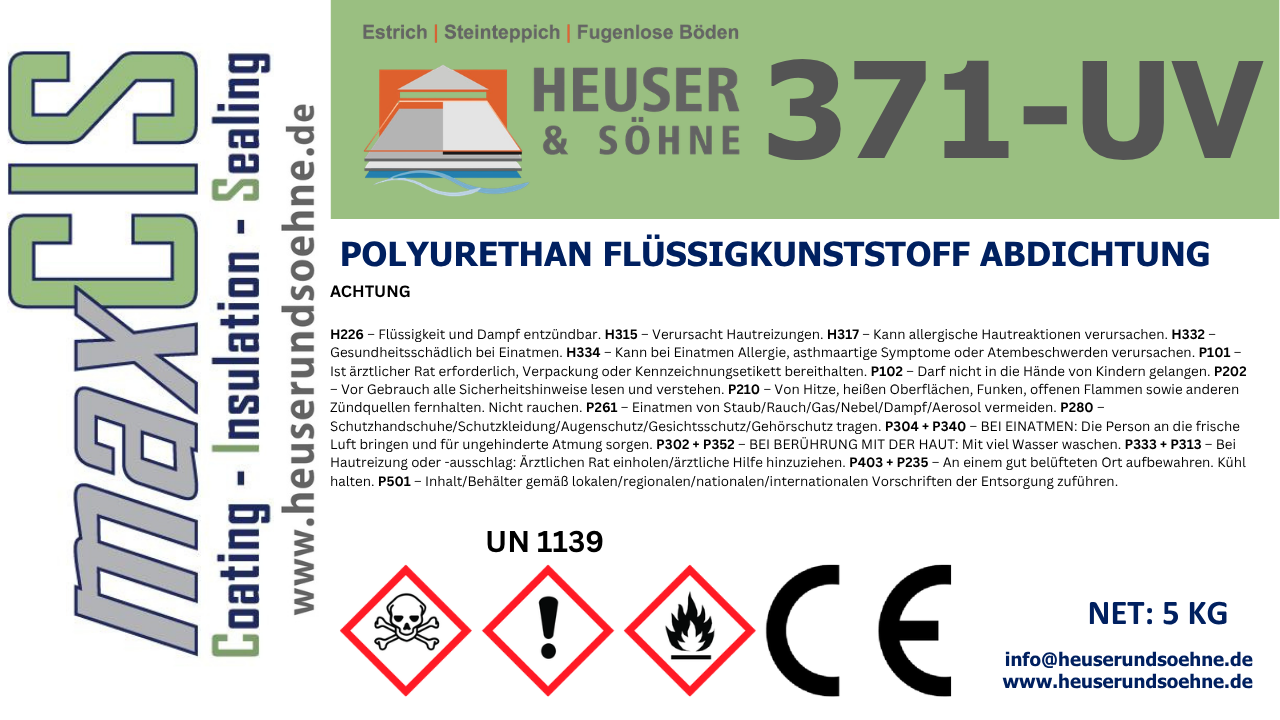 371-UV 1K Balkon- und Terrassenabdichtung. Füssigkunststoff für hochwertige Steinteppiche auf Beton, Estrich, Fliesen und Bitumen (5kg)
