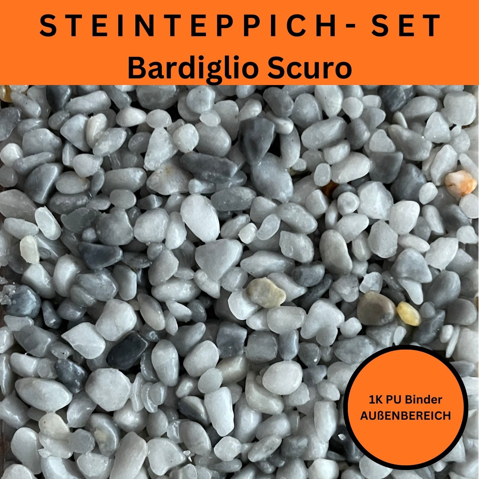 Steinteppich Komplettset 2qm Außen für Balkon, Terrasse, Treppe (klein)
