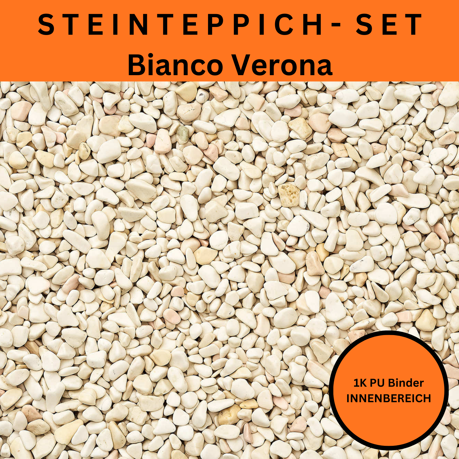 Steinteppich Komplettset 2qm Innen für Wohnzimmer, Küche, Bad (klein)