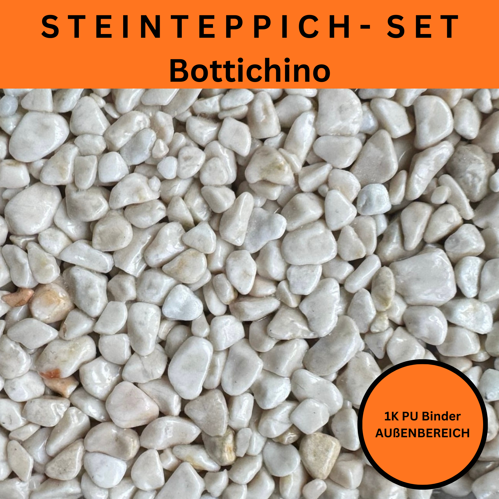 Steinteppich Komplettset 2qm Außen für Balkon, Terrasse, Treppe (klein)