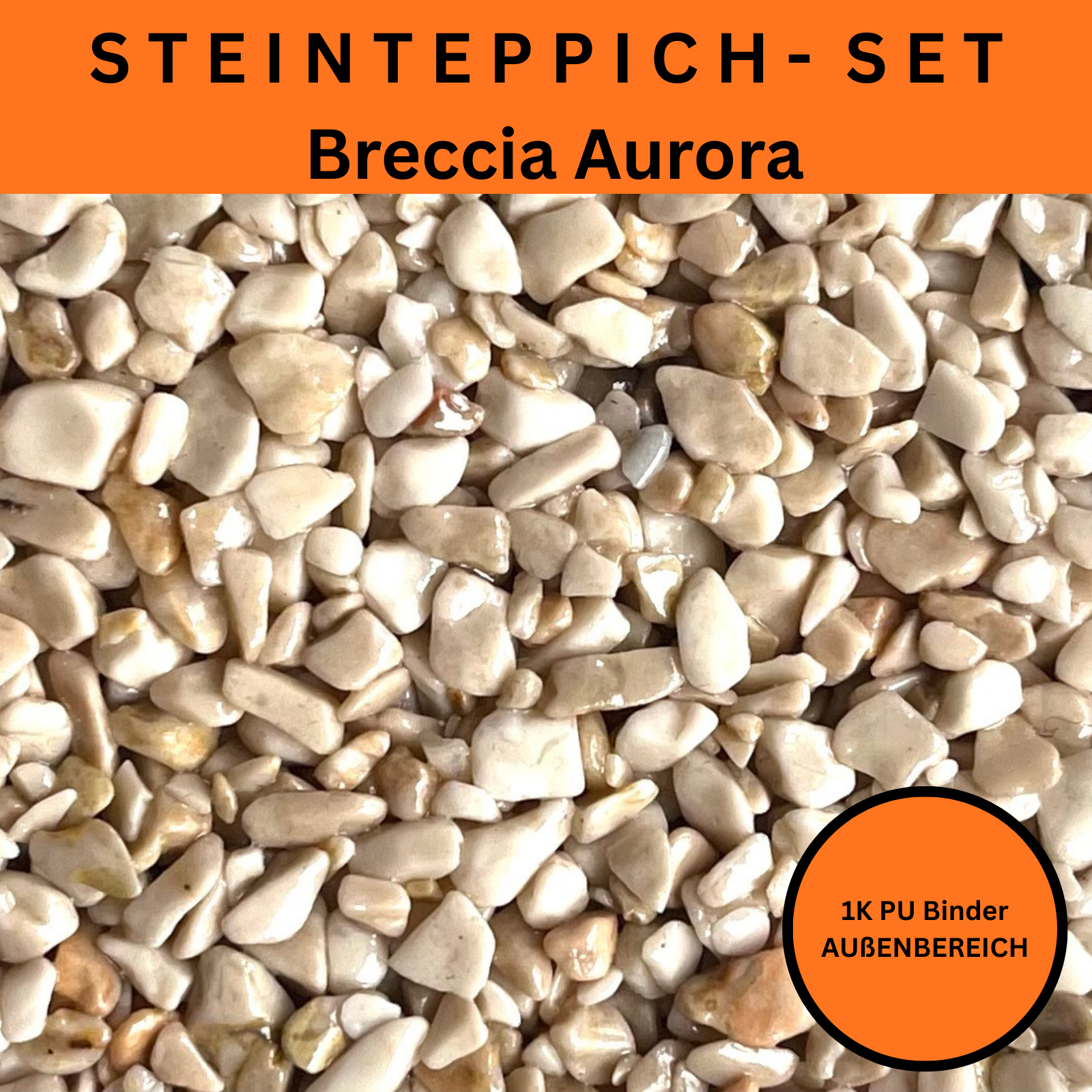 Steinteppich Komplettset 2qm Außen für Balkon, Terrasse, Treppe (klein)