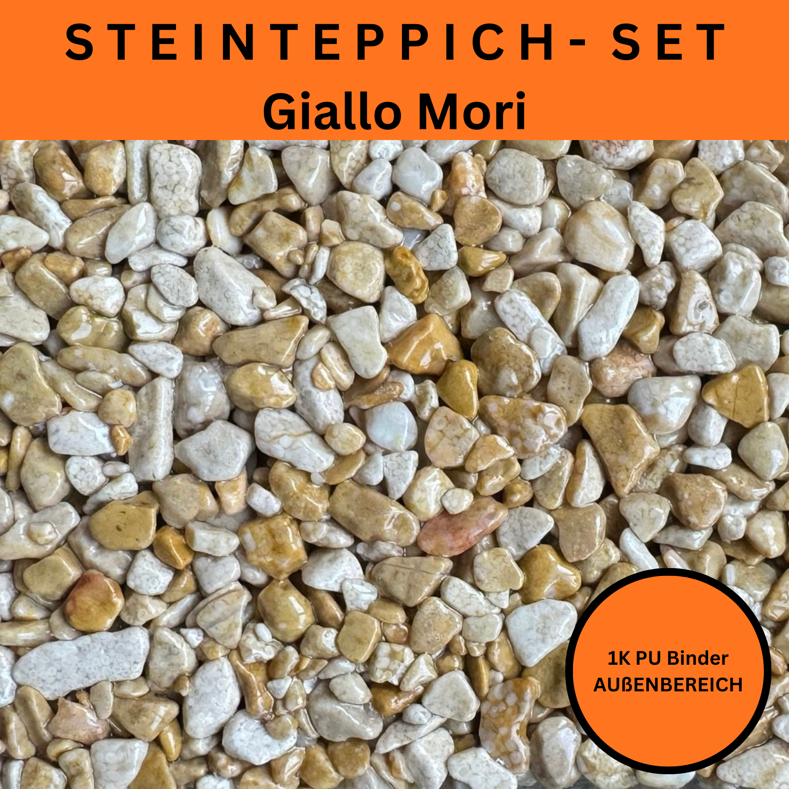Steinteppich Komplettset 2qm Außen für Balkon, Terrasse, Treppe (klein)