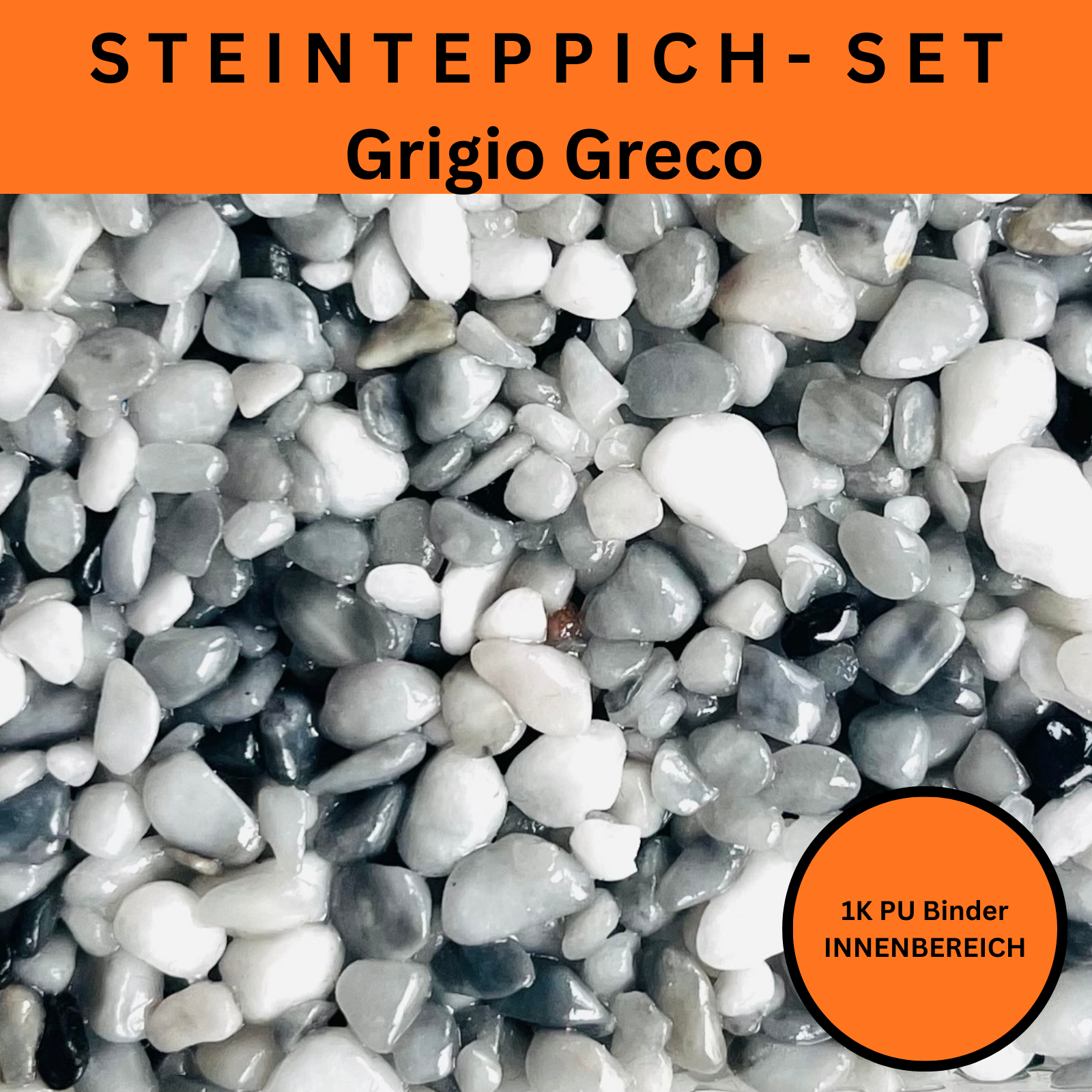 Steinteppich Komplettset 2qm Innen für Wohnzimmer, Küche, Bad (klein)