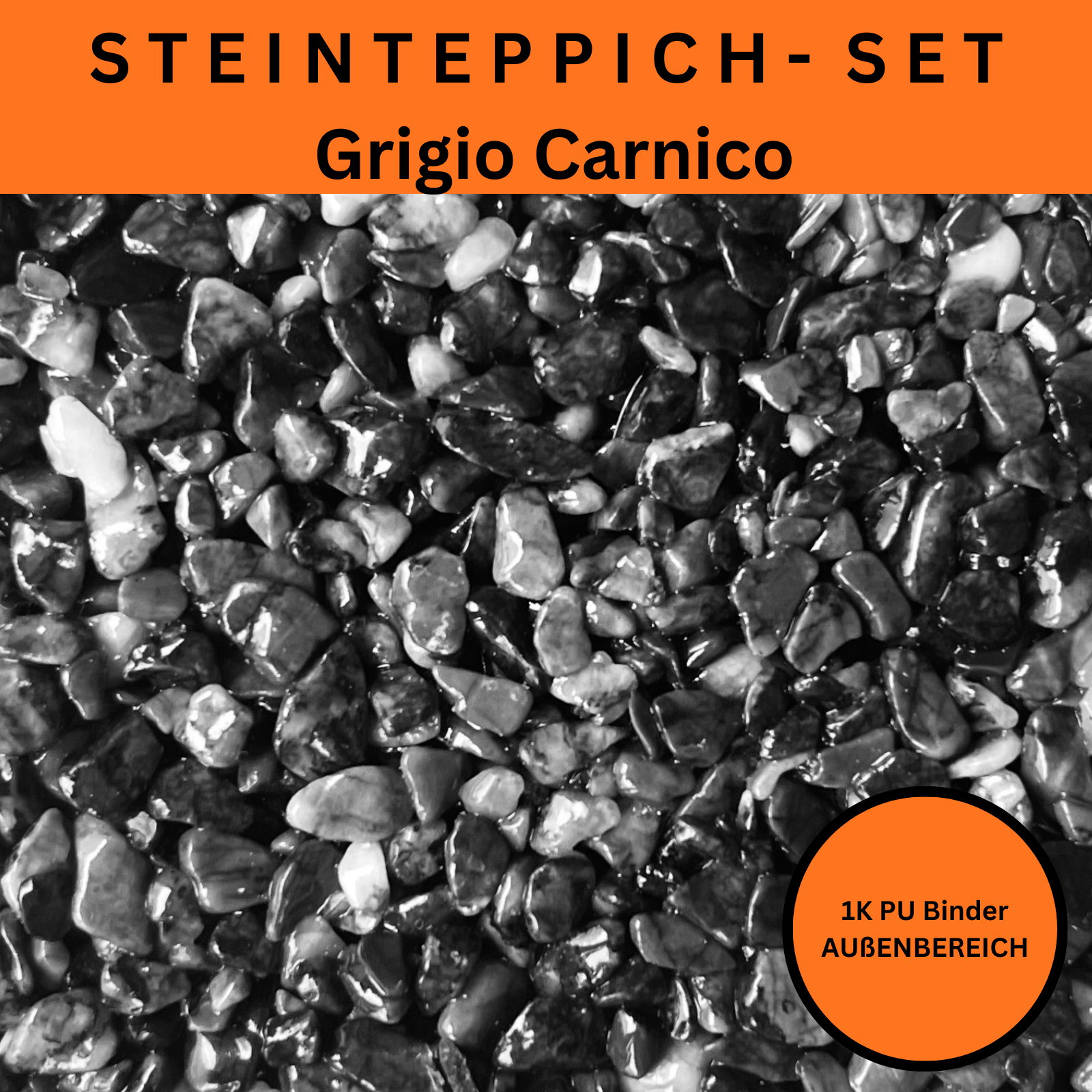 Steinteppich Komplettset 2qm Außen für Balkon, Terrasse, Treppe (klein)