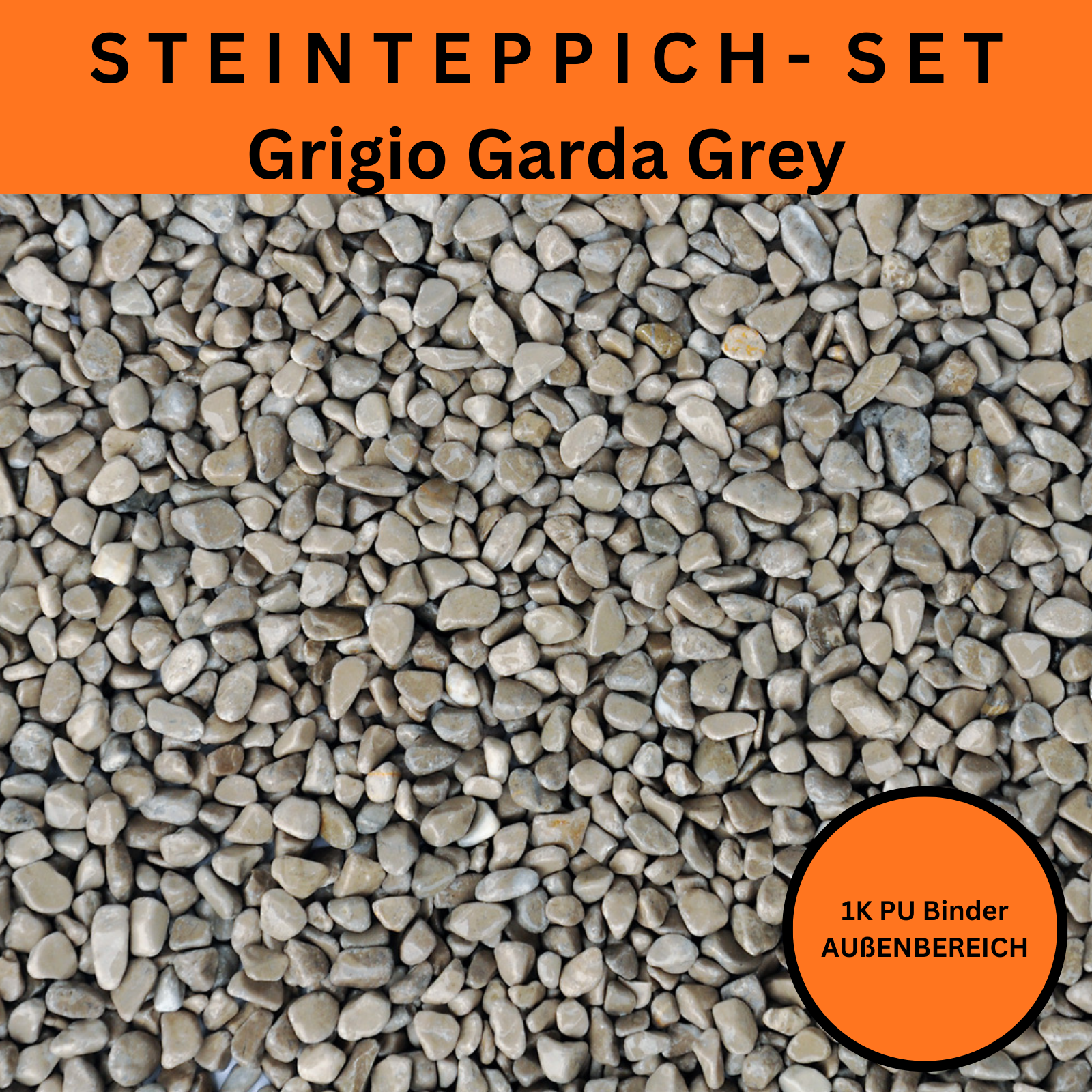 Steinteppich Komplettset 2qm Außen für Balkon, Terrasse, Treppe (klein)