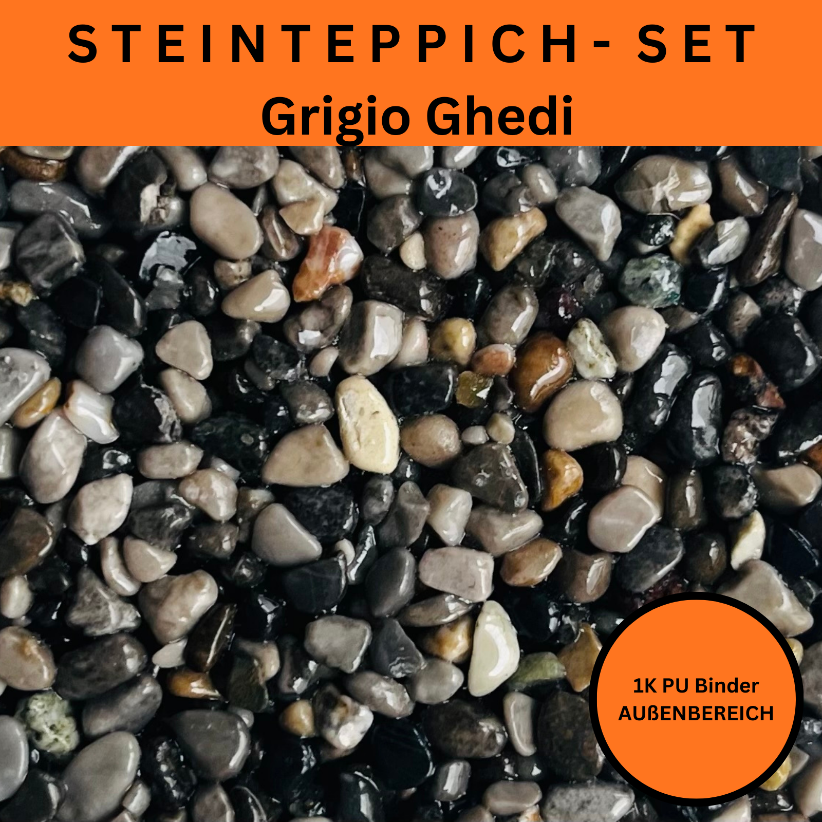 Steinteppich Komplettset 2qm Außen für Balkon, Terrasse, Treppe (klein)