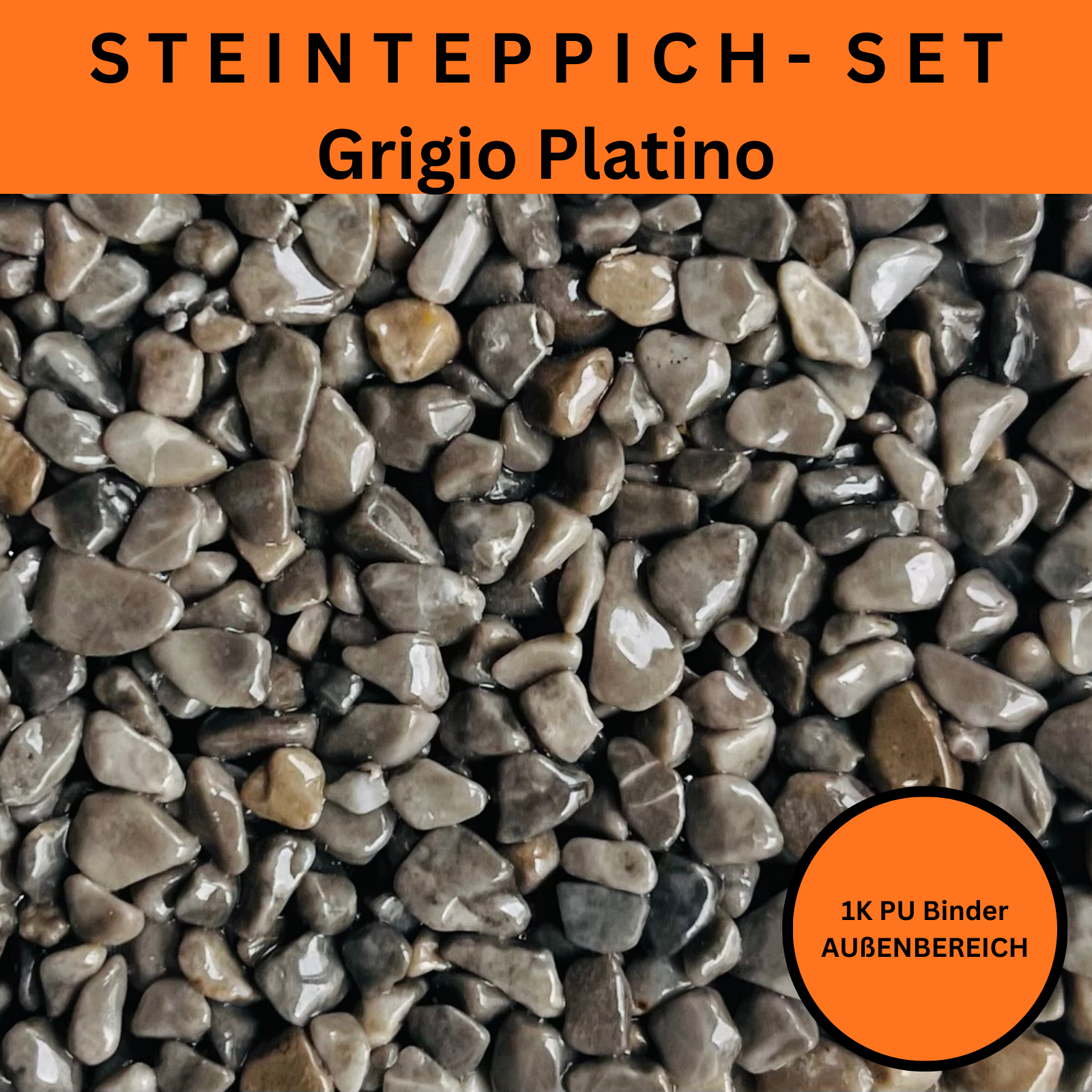 Steinteppich Komplettset 2qm Außen für Balkon, Terrasse, Treppe (klein)