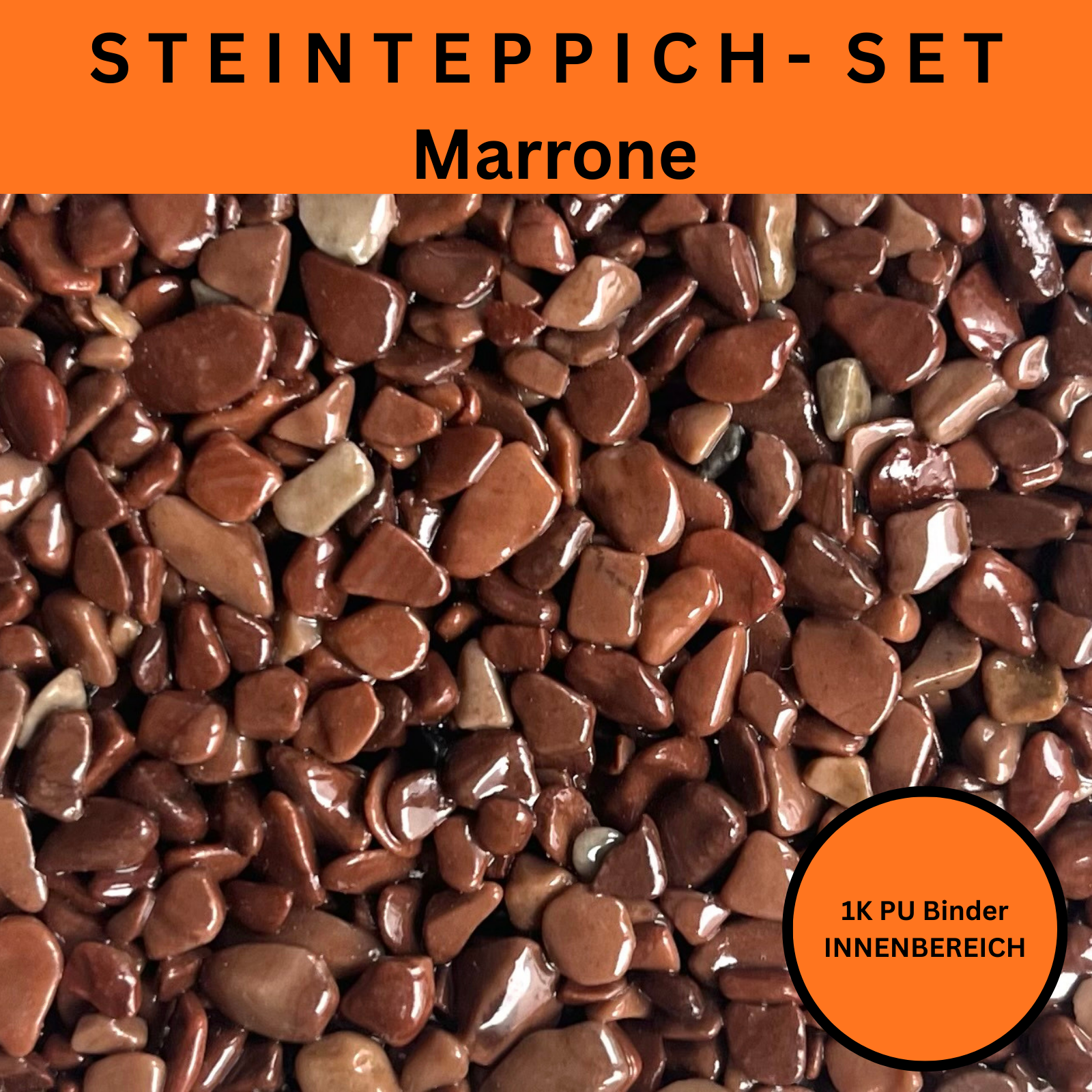 Steinteppich Komplettset 2qm Innen für Wohnzimmer, Küche, Bad (klein)