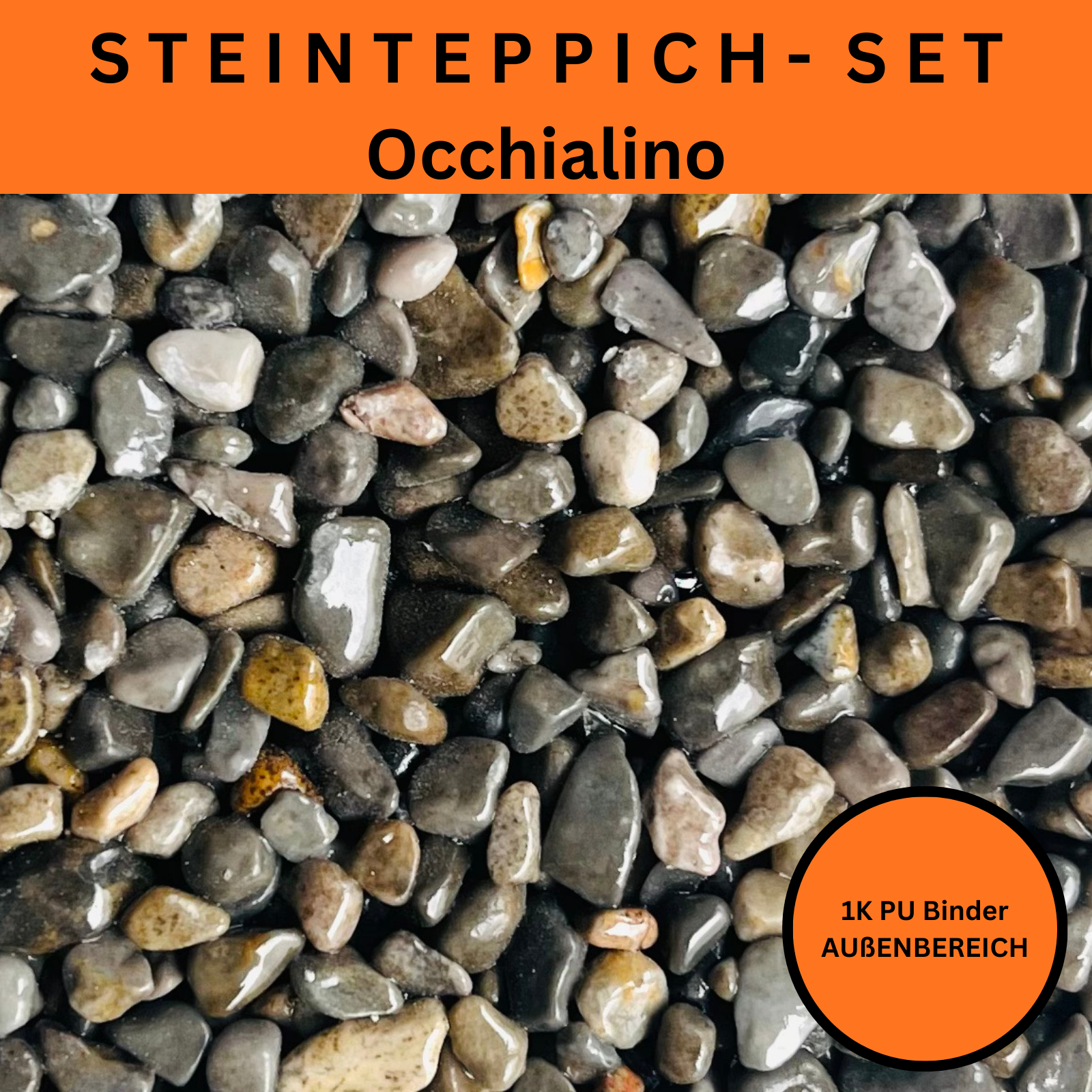 Steinteppich Komplettset 2qm Außen für Balkon, Terrasse, Treppe (klein)