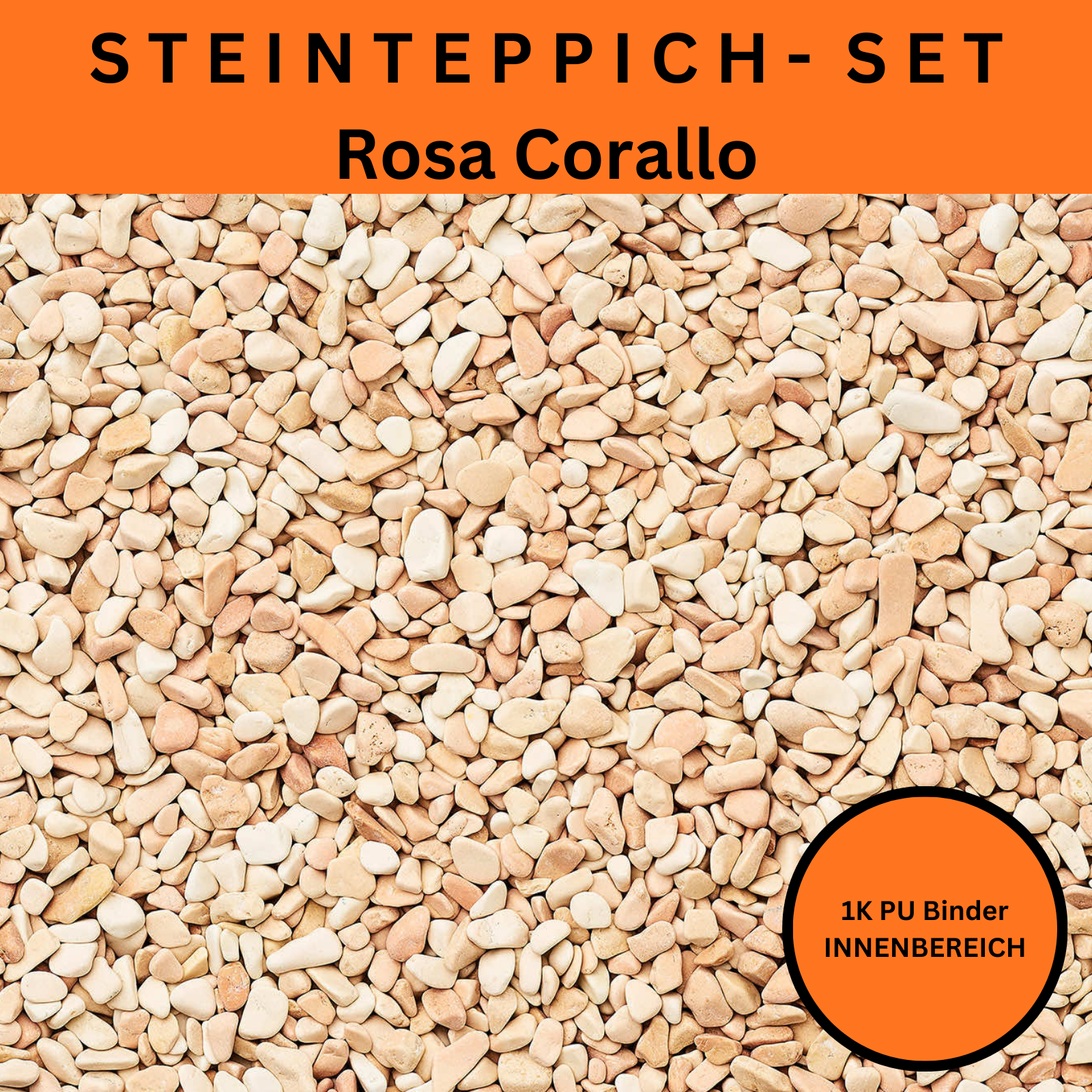 Steinteppich Komplettset 2qm Innen für Wohnzimmer, Küche, Bad (klein)