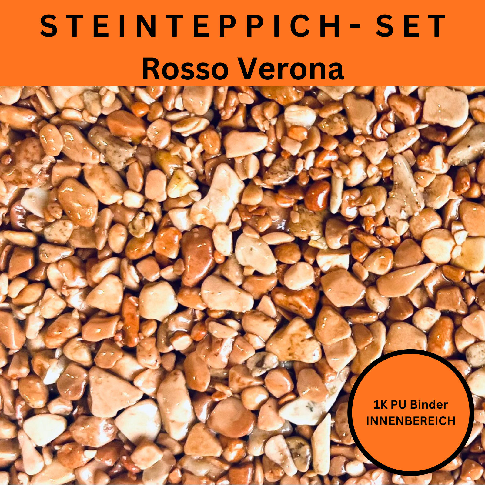 Steinteppich Komplettset 2qm Innen für Wohnzimmer, Küche, Bad (klein)
