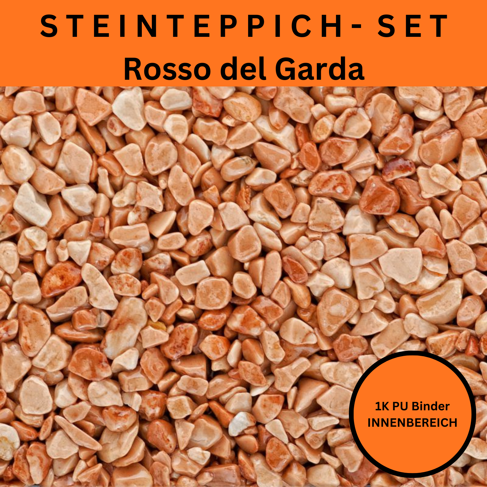 Steinteppich Komplettset 2qm Innen für Wohnzimmer, Küche, Bad (klein)