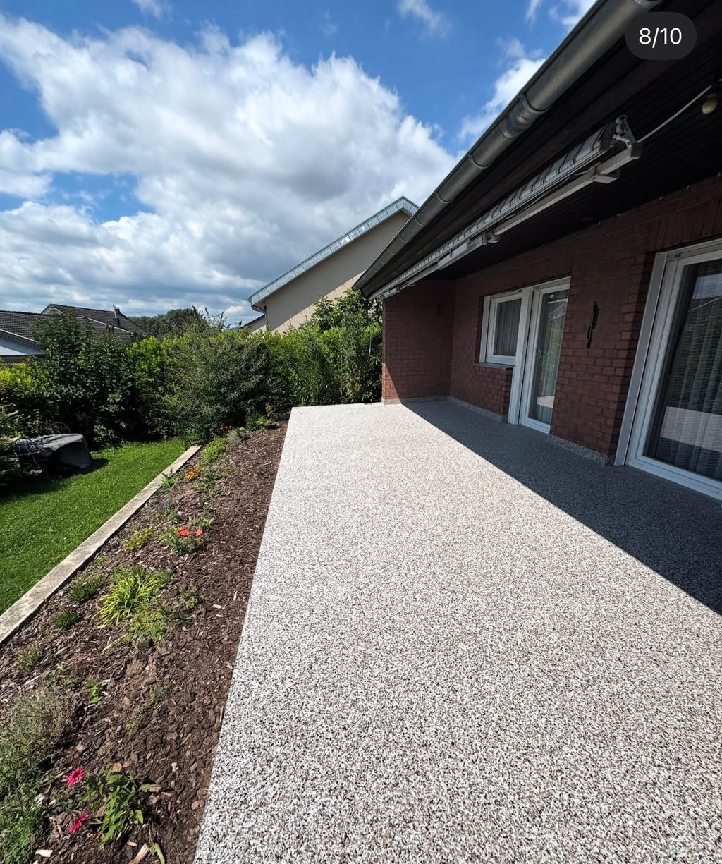 Steinteppich Komplettset 10qm Außen für Balkon, Terrasse, Treppe (Groß)
