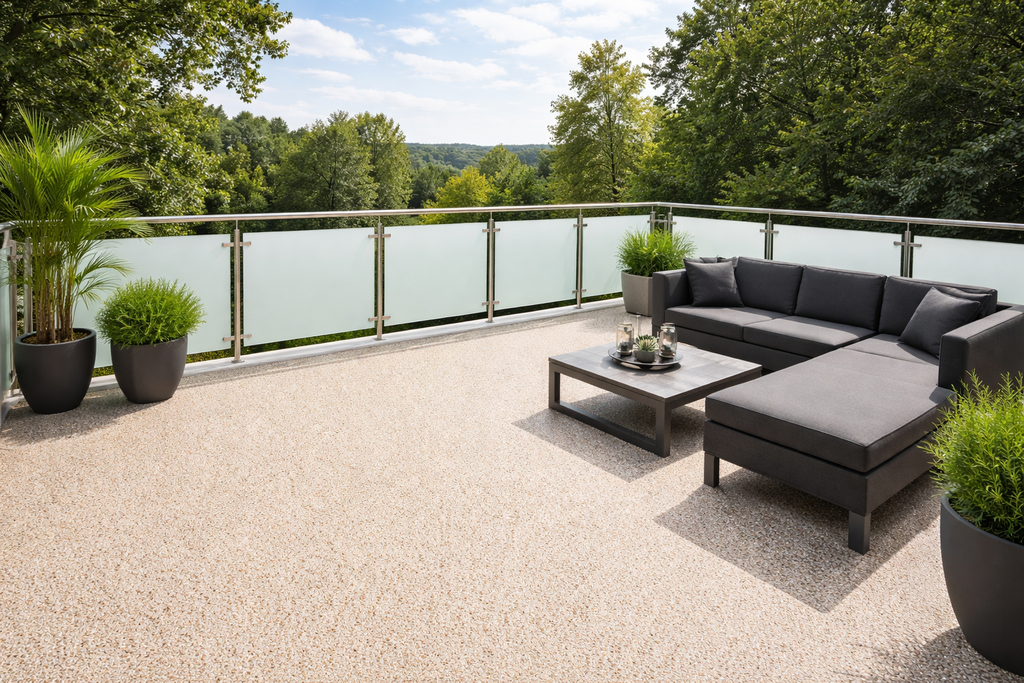 Steinteppich Komplettset 2qm Außen für Balkon, Terrasse, Treppe (klein)
