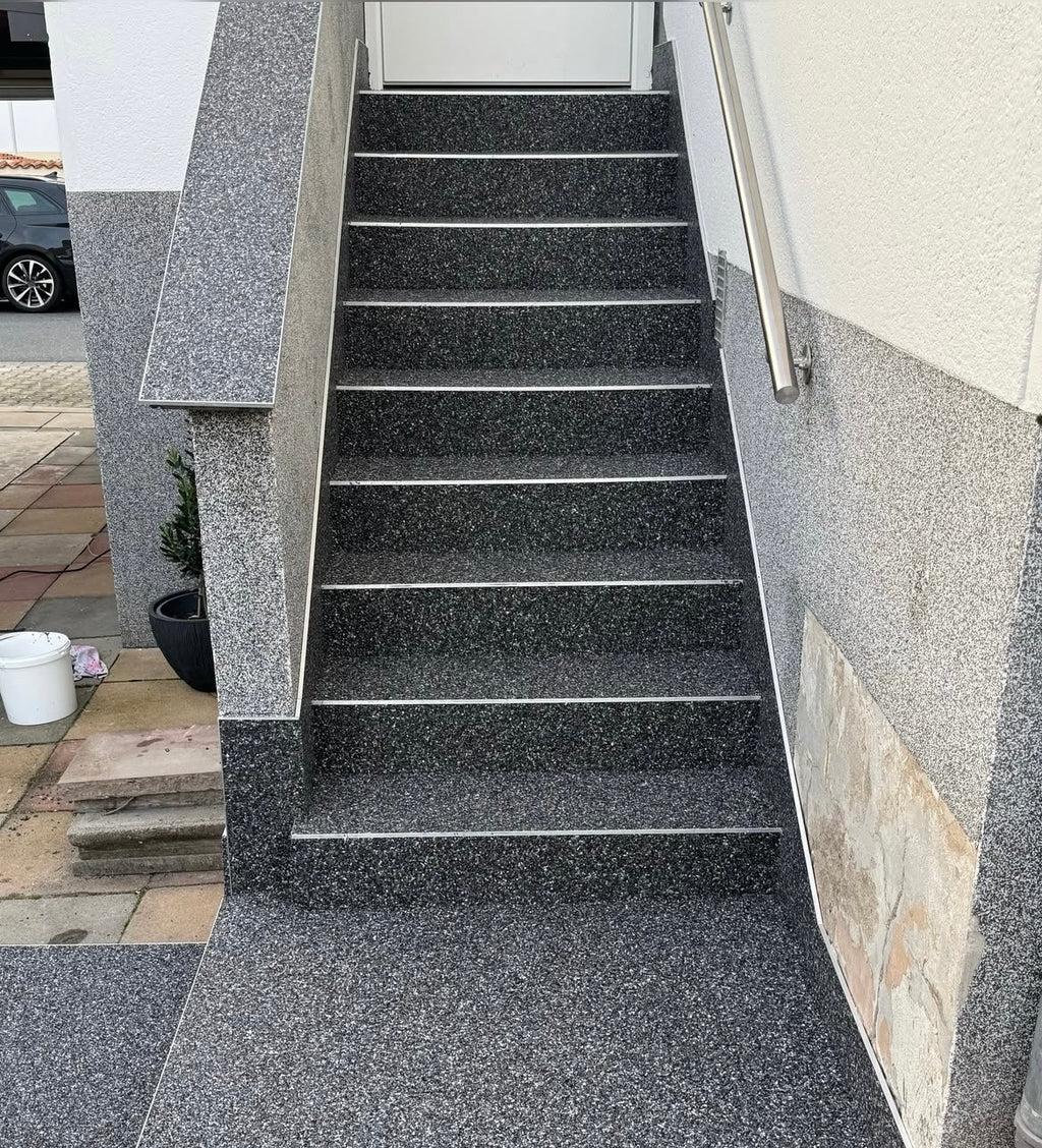 Steinteppich Komplettset 10qm Außen für Balkon, Terrasse, Treppe (Groß)