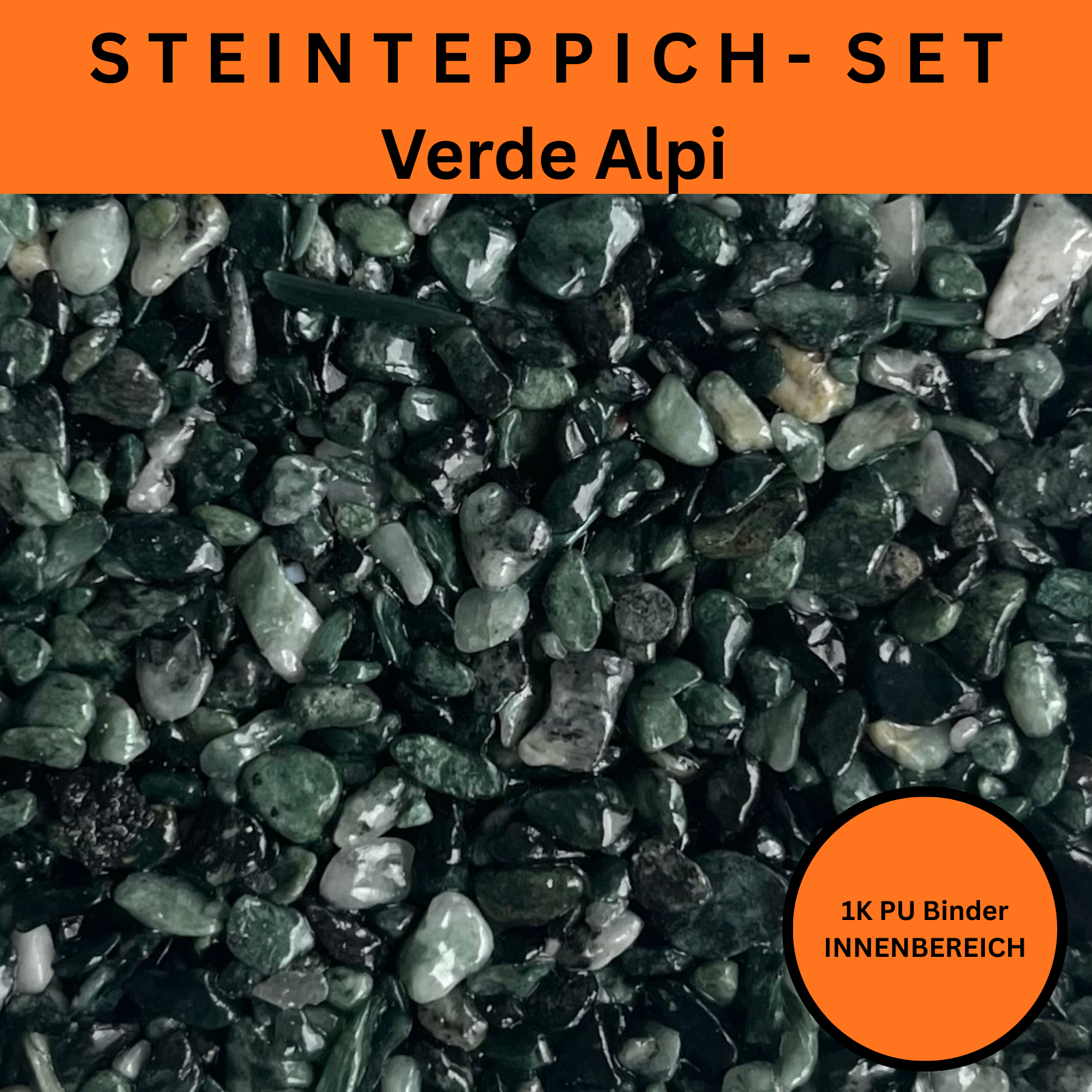 Steinteppich Komplettset 2qm Innen für Wohnzimmer, Küche, Bad (klein)
