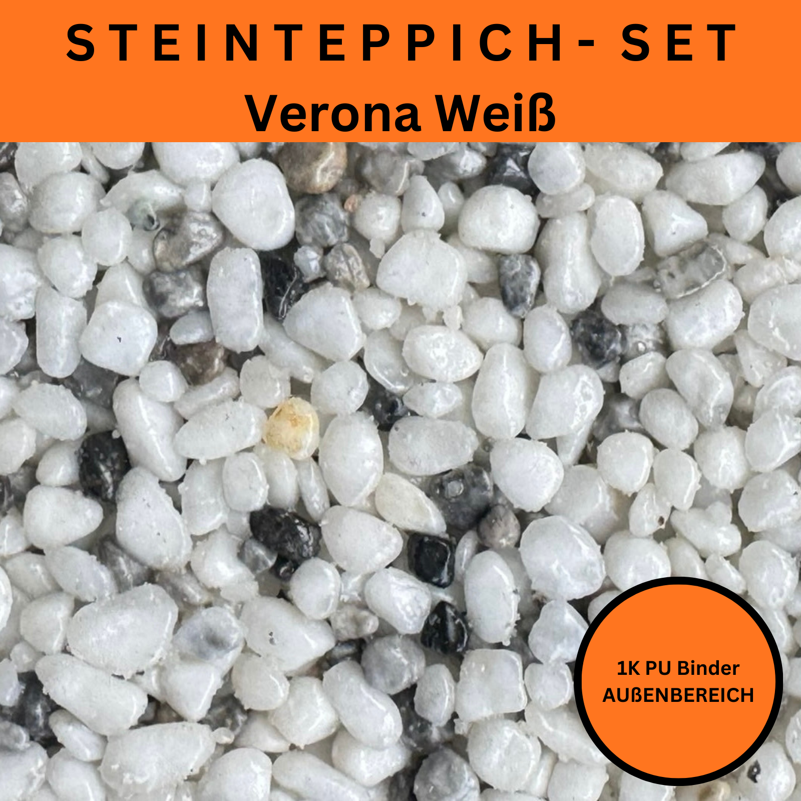 Steinteppich Komplettset 2qm Außen für Balkon, Terrasse, Treppe (klein)