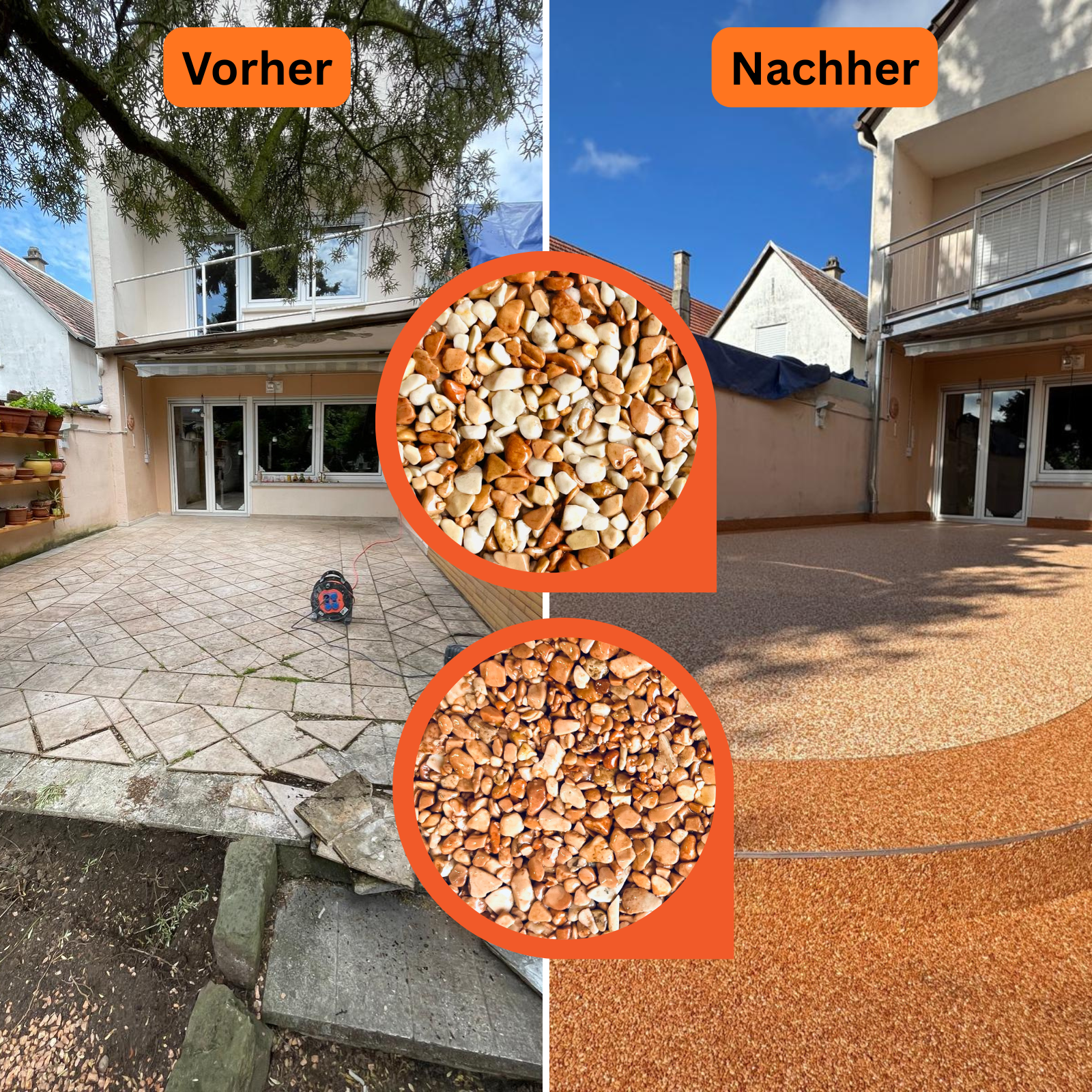 Steinteppich Komplettset 2qm Außen für Balkon, Terrasse, Treppe (klein)